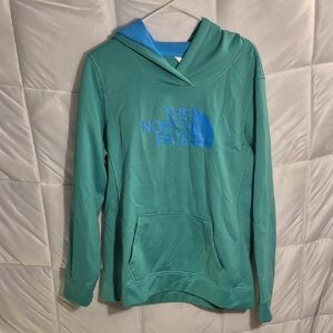North Face Women's Green Logo Hoodie Size Xl